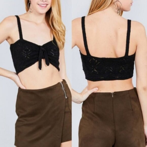 BLACK CROPPED TOP - Picture 1 of 1